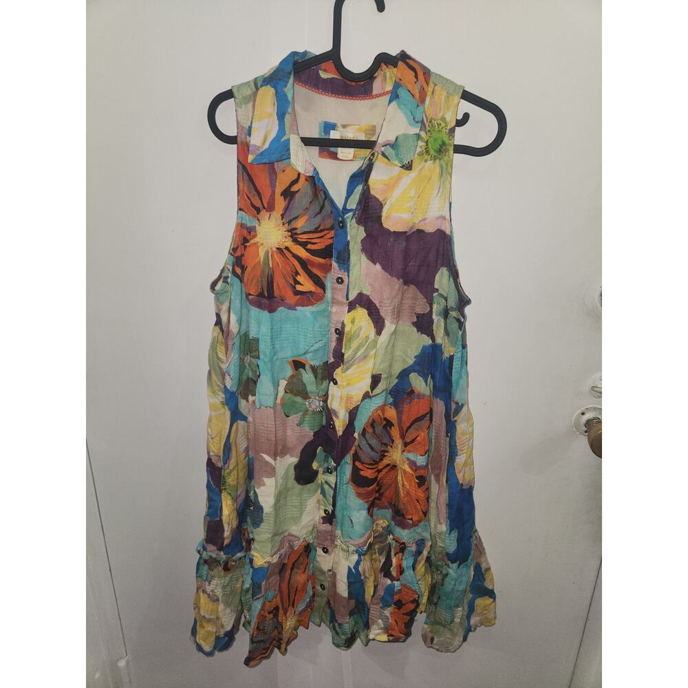 Maeve anthropologie brilliant floral tunic mini dress M